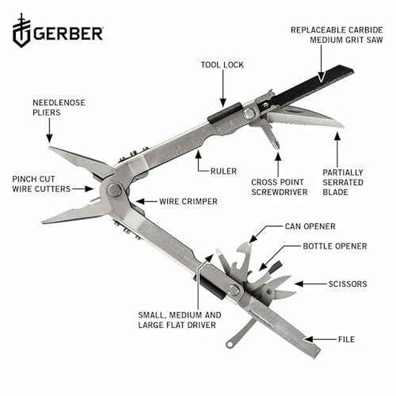 Gerber Gear MP600 Pro Scout Multi-Plier - Multitool with 15 Tools, Including Needlenose Pliers - Premium Multipurpose Tool - Made in USA