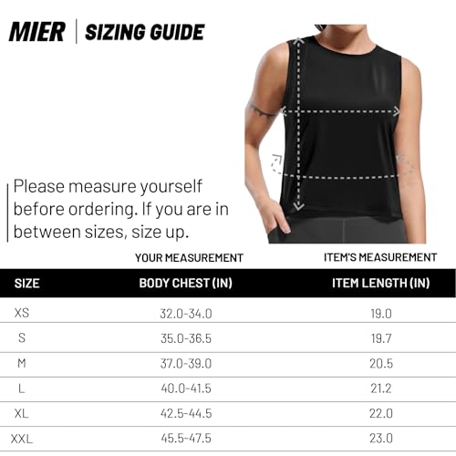 MIER Women's Workout Tank Tops Soft Cool Gym Athletic Sleeveless Tee Shirts Tanks for Yoga Running Exercise, Black S