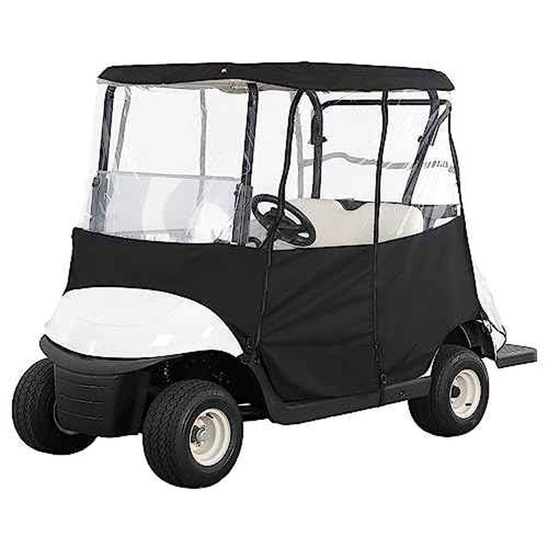 KEMIMOTO 600D Golf Cart Enclosure 2 Passenger Up to 54'', Fadesafe Golf Cart Rain Cover Waterproof, Roll-Up Dual Zipper Door Design Compatible with Club Car Precedent/Tempo/Onward, EZGO, Black