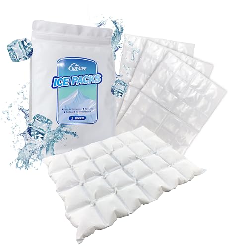 Reusable Ice Pack Sheets for Coolers - Flexible Ice Sheets Cooler Ice Blankets - Lunch Bag Freezer Packs - Ice Mat Cube Sheets Keep Food Fresh Beverage Cold - Cuttable Large Size 3 Packs