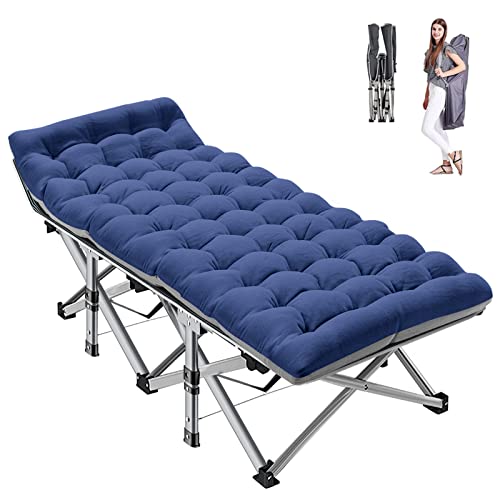 ABORON Folding Camping Cot W/Mat for Adults, Heavy Duty Outdoor Bed with Carry Bag,1200 D Layer Oxford Travel Camp Cots