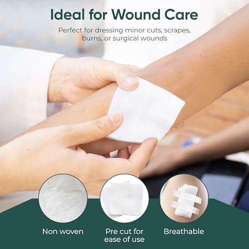 100 pc Large Gauze Pads Sterile for Wounds Bulk 2x2 | Includes 15 Alcohol Wipes & 1 Medical Tape | Non Stick Gauze Pads Sponges | Breathable Mesh First Aid Medical Supplies for Wound Care
