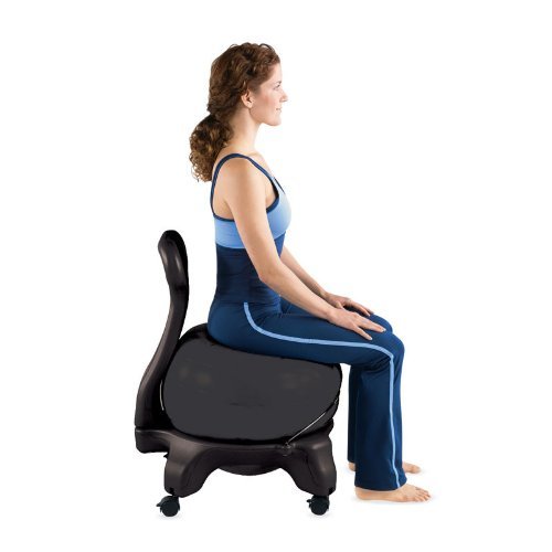 Gaiam Classic Balance Ball Chair – Exercise Stability Yoga Ball Premium Ergonomic Chair for Home and Office Desk with Air Pump, Exercise Guide and Satisfaction Guarantee, Blue