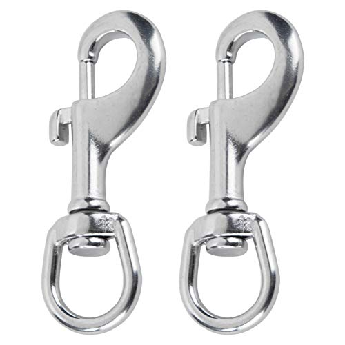 AOWESM Swivel Eye Bolt Snap Hooks, Marine Grade Stainless Steel 316 Scuba Diving Clips, Heavy Duty Single Ended Trigger Clasp Pet Buckle Flagpole Clips (2 Pieces) (80MM Silver)