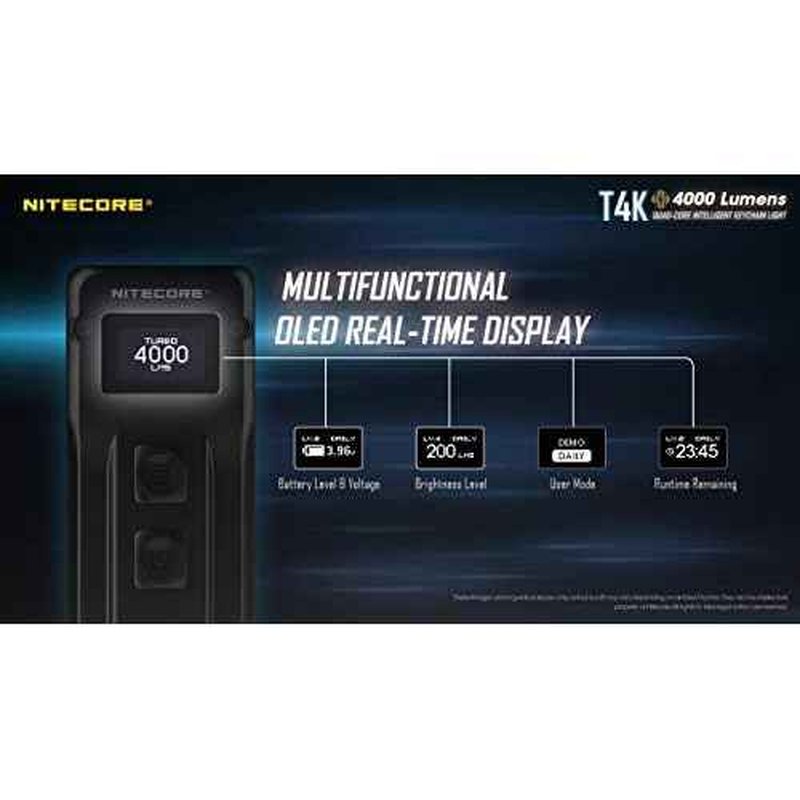 Nitecore T4K Keychain EDC Flashlight, 4000 Lumen LED Super Bright and USB-C Rechargeable with Organizer