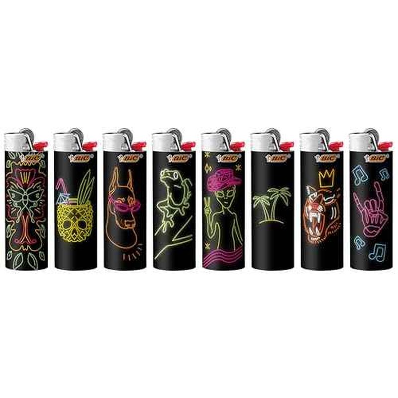 BIC Maxi Pocket Lighter, Special Edition Neon Series, Great for Candles and Firepits, 8 Count Pack of Lighters