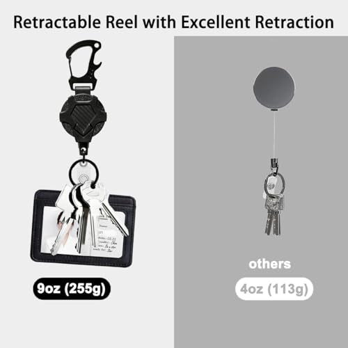 Retractable Keychain Lanyard Heavy Duty,Badge Holder Reel,Durable Pull Badge Reels Key Holder with 32¡± Steels Cord, 9.0oz (new 2-pack)