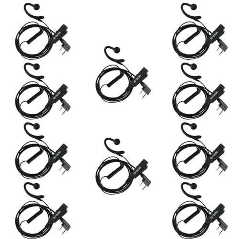 Retevis Walkie Talkie Earpiece with Mic, Kevlar Cable, 150¥Ø HD Speaker, Coiled Cord, for RT22 RT68 RT21 RT68 H-777, Compatible with Baofeng Kenwood Pxton 2 Way Radio, Two Way Radio Earpiece(10 Pack)