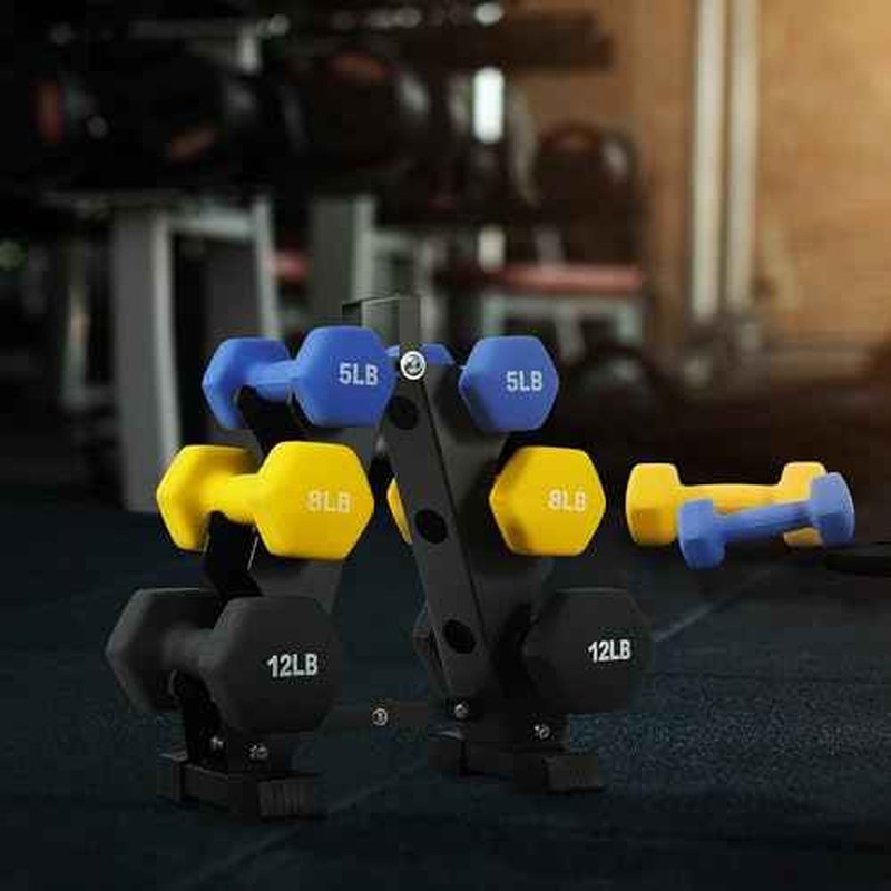 Fitvids Neoprene Coated Dumbbell Set with Rack, Free Hand Weight Set For Home Gym Workout, Anti-Slip, Anti-roll, 20LBS, 32LBS, 50LBS and 56LBS Sets, Multiple Weight Options