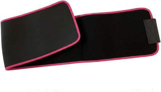 Unisex Sauna Waist Trimmer Belt - Ab Training & Toning Sweat Wrap | Adjustable 42" x 8" (Black with Pink Trim)