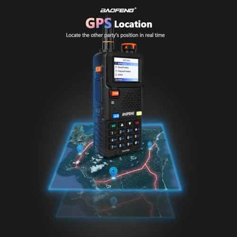 BAOFENG BF-5RH PRO GPS 10£× Ham Handheld Radio, Multi-Band Long Range Two-Way Radio with 18.89'' Tactical Antenna, Aviation/VHF/UHF/ 1.25m Scanner, NOAA APRS 5RM Walkie Talkies Type-C Charging,2 Pack