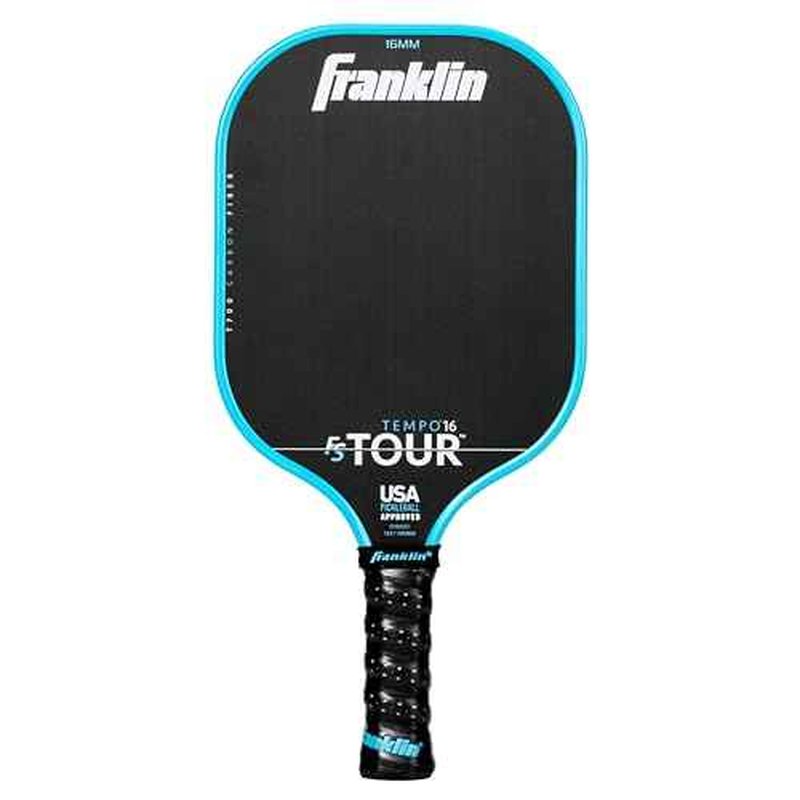 Franklin Sports Pro Pickleball Paddles - FS Tour Series Raw Carbon Fiber T700 - USA Pickleball Approved - Unibody Epoxy Resin Injected Edge - Dynasty + Tempo - 14mm/16mm Core - Gray, Blue + Pink