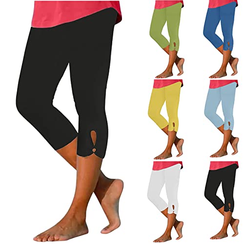 BADHUB Clearance Leggings for Women Capris High Waist Gym Fitness Yoga Cropped Pants Fashion Casual Workout Pants 2024