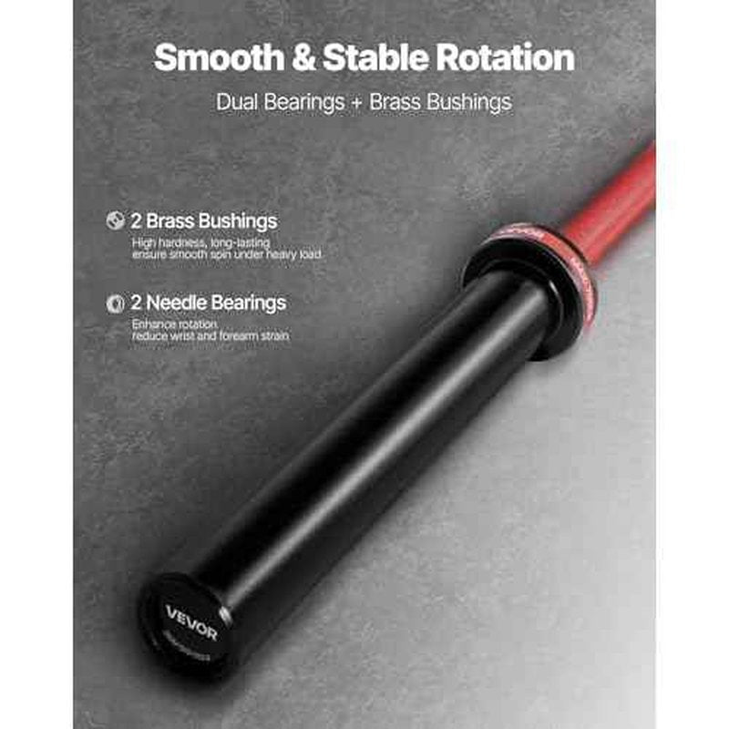 VEVOR 4FT/6FT/7FT Barbell Bar, Fits 2-Inch Weight Plates, Chrome Plated Barbell Bar with Knurled Grip for Strength Training, Weightlifting, Squat, Deadlift, Bench Press, Curl, Overhead Press, 500lbs/700lbs/1000lbs Capacity