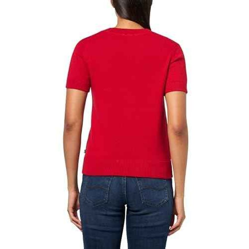 Nautica Womens Short Sleeve Crew Neck Cable Solid Sweater