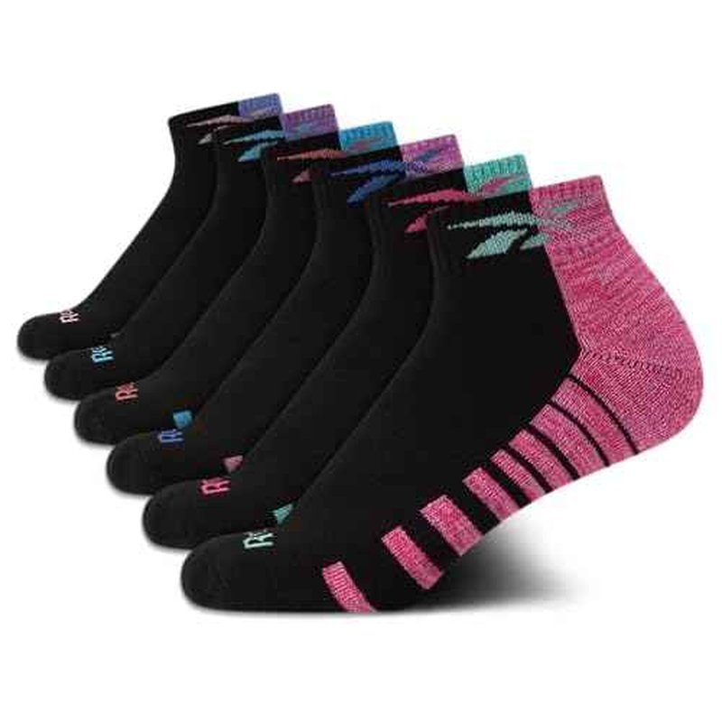 Reebok Girls' Quarter Socks - 6 Pack Moisture-Wicking Low Cut Athletic Ankle Socks for Girls (Sizes: S-L)