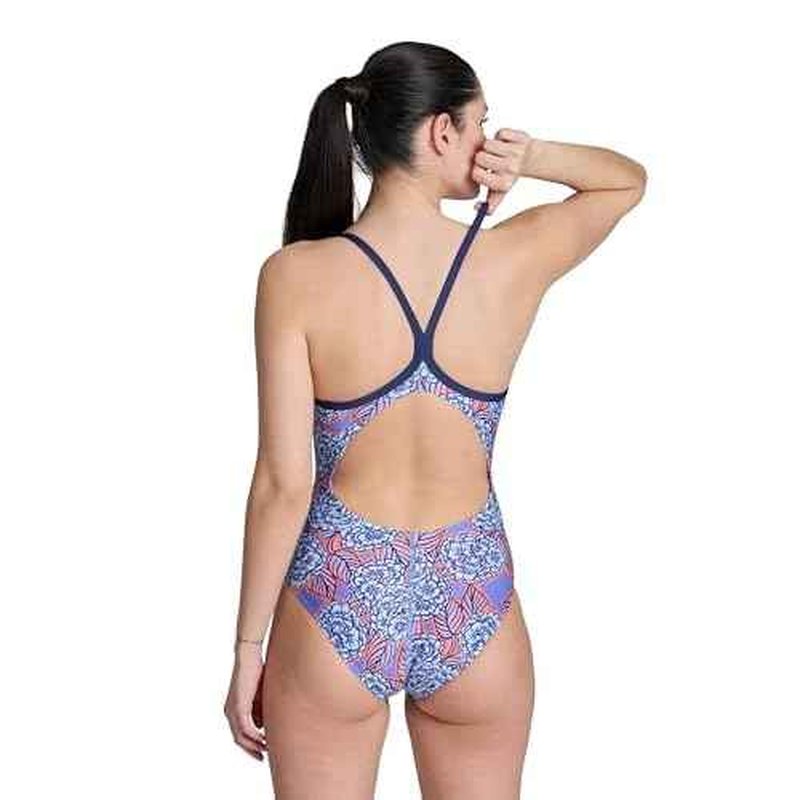 ARENA Womens Performance Women's Hydrangea Bouquet Team Print Light Drop Back Bathing Suit