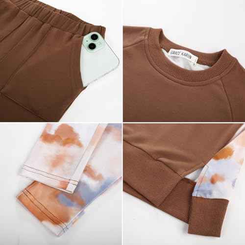 GRACE KARIN Girls Clothes Sweatshirt for Teen Girls Fashion Outfits Sweapants Leggings Tracksuit Clothing Set Size 5-14