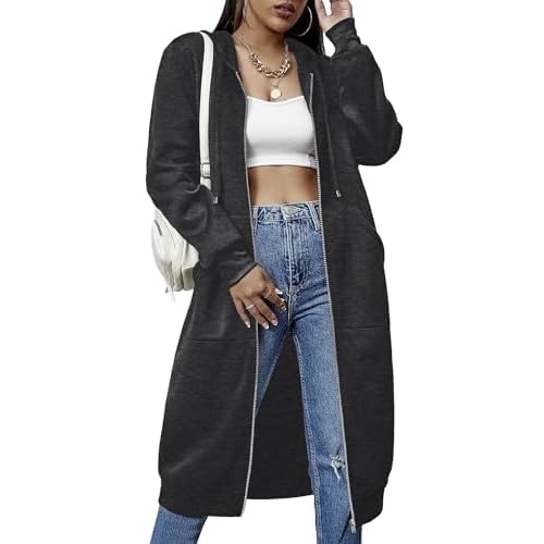 Zeagoo Women's Zip Up Hoodies Long Tunic Sweatshirts Oversized Fleece Casual Long Sleeve 2024 Fall Hoodie Jacket Coat