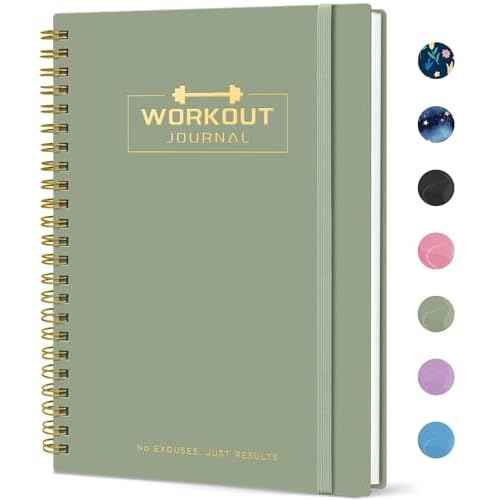 Fitness Workout Journal for Women & Men, A5(5.5" x 8.2") Workout Log Book Planner for Tracking, Progress, and Achieving Your Wellness Goals - Green