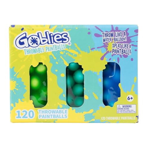 Goblies - Throwable Paintballs. Washable, Nontoxic, Plant-Based Toy for Outdoor Fun Games for Kids 6+. Pack of 3 (120 Count, Green/Teal/Blue)