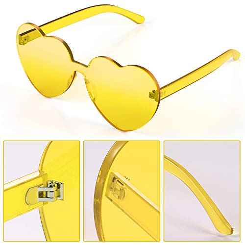 Maxdot Heart Shape Sunglasses Rimless Transparent Heart Glasses Colorful Party Favors