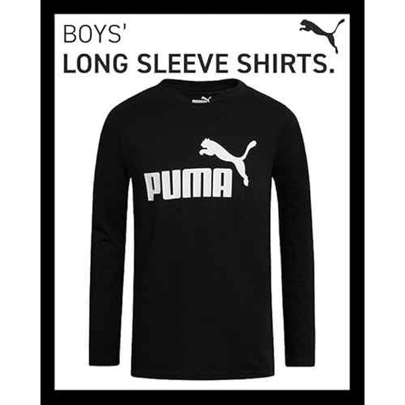 PUMA Boys Long Sleeve Shirts - Breathable Athletic Crewneck Long Sleeve Shirts for Boys - Casual Top Tees (Sizes S-XL)