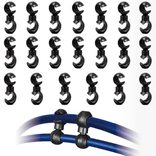 VANSIHO 20pcs Bike Brake Derailleur shift cables S Style Clip Roating S-Hook for MTB Bikes Road Bicycle Brake Line Guide Cross Line Clip-Set of Precision Clamps Black