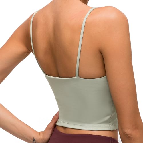 Lemedy Women Padded Sports Bra Fitness Workout Running Shirts Yoga Tank Top (M, Jasmine Green)