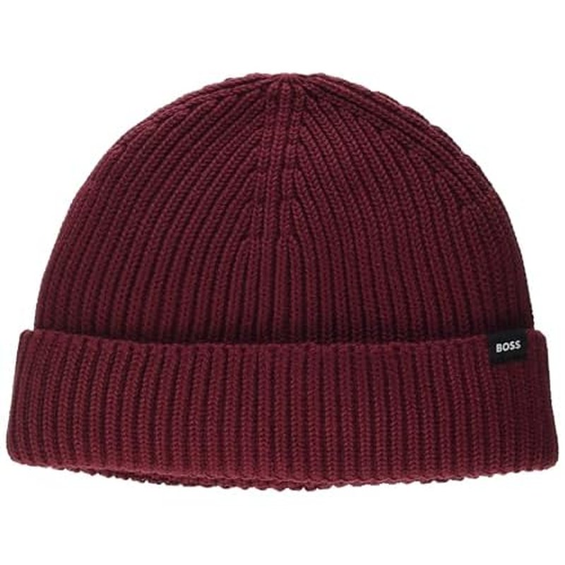 BOSS Mens Ribbed Fisherman Style Beanie