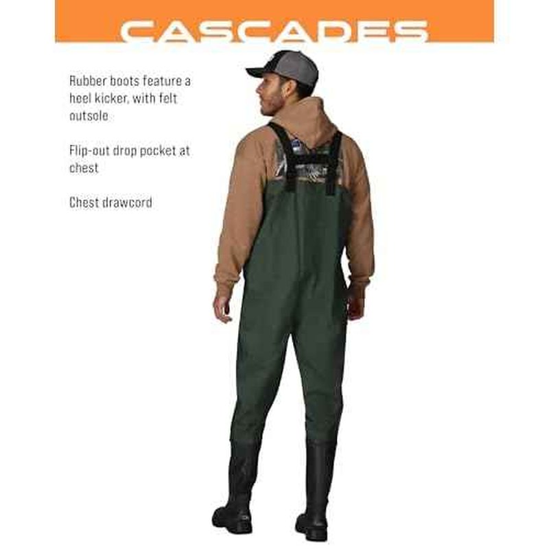 Cascades 2-ply Poly/Rubber Waterproof Fishing Bootfoot Chest Wader for Fishing