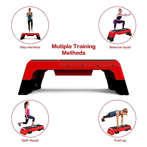 Modern-Depo Step Platform Cardio Exercise Equipment Workout Fitness Aerobic Deck Stepper with Resistance Bands Home Gym Adjustable Trainer Balance Board Dumbbell Bench