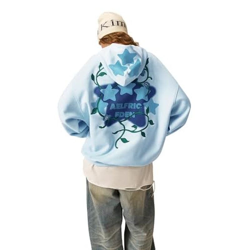 Aelfric Eden Floral Eden Star Pullover Hoodie Embroidery Graphic Hoodies Y2K Oversized Hooded Sweatshirt