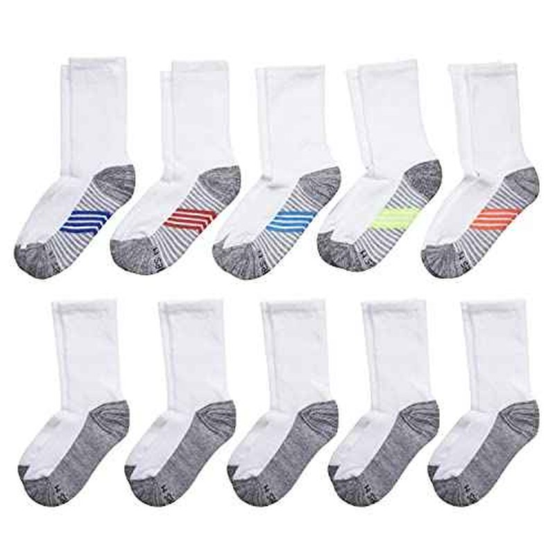 Hanes Ultimate Boys' Crew Performance Sport Socks, 10-Pair Packs
