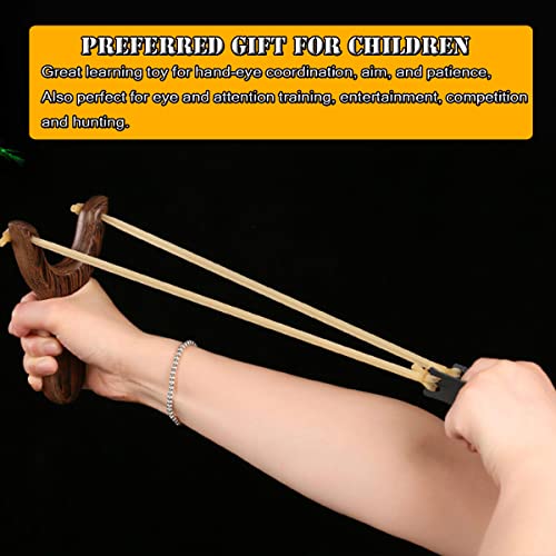 Slingshot Set, Solid Wooden Slingshot Toys with 3Pcs Spare Rubber Band,100Pcs Steel Balls and 1pc Slingshot Leather Cover for Catapult Game, Outdoor, Hunting-for ids/Children/Adult (Classic-Black)