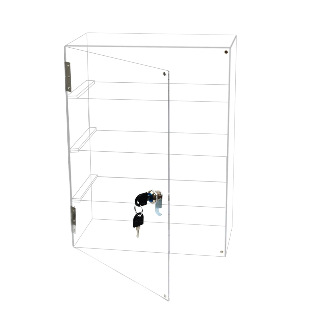 Tozcozus 4 Shelf Clear Acrylic Display Case with Lock and Keys, Locking Display Cases for Collectibles, Acrylic Display Cabinet with Shelves for Collectibles Office Retail Store11.8 X 5.9 X 15.7 Inch