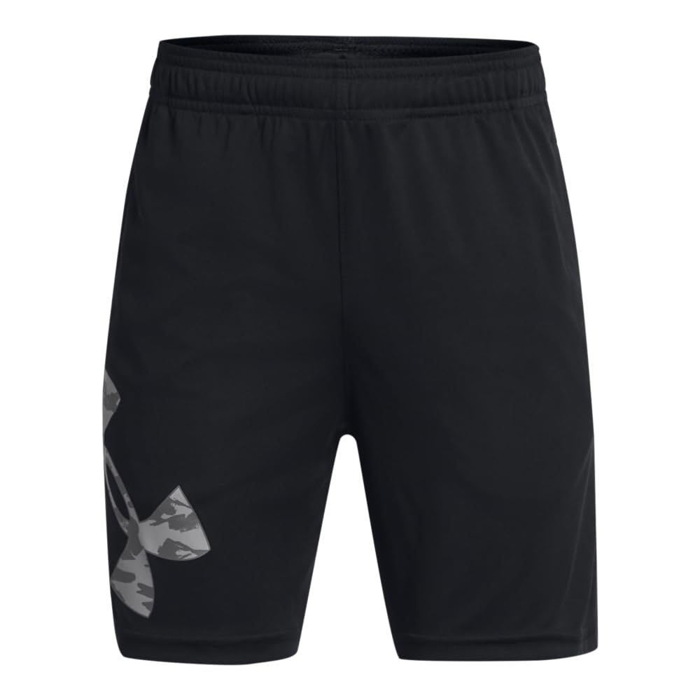 Under Armour Boys' Tech Big Logo Shorts, (002) Black / / Castlerock, Medium
