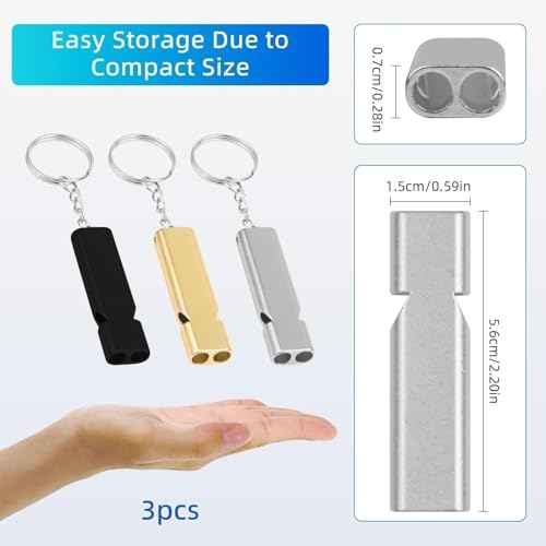 Emergency Whistles, 3-Pack Safety Survival Whistles with Lanyard Keychain, Emergency Survival Whistle Loud, Hiking Safety Whistle for Outdoor Hiking Camping Hunting Rescue Lifeguard