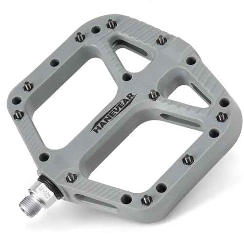 HANEVEAR Mountain Bike Pedals, Large Size MTB Pedals 9/16" Wide Platform Pedals, Lightweight Nylon Fiber Bicycle Pedals for BMX MTB Road Bikes