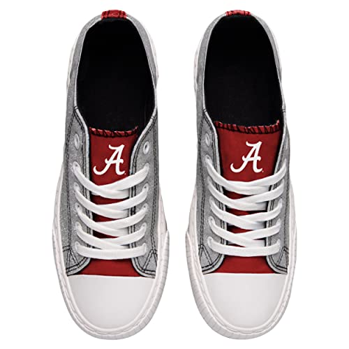 FOCO Alabama Crimson Tide NCAA Womens Glitter Low Top Canvas Shoes - 8