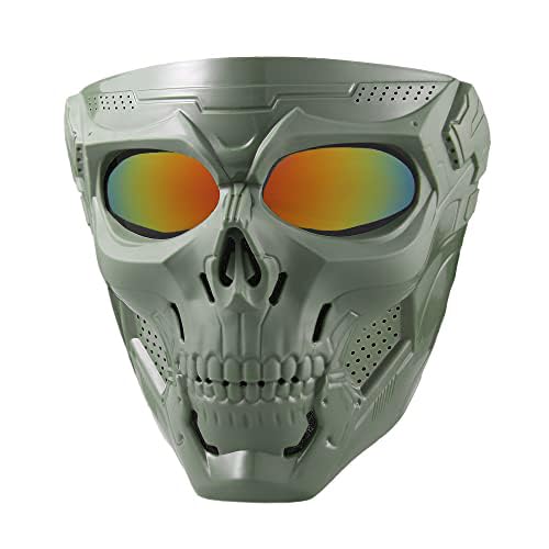 Airsoft Skull Full Face Protective Mask, Dual Mode Wear Design for Airsoft Paintball Outdoor Sport CS Game Adjustable Strap