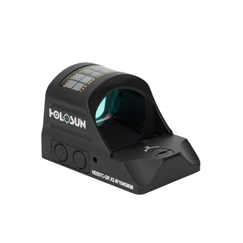 HOLOSUN HE507C-GR X2 Green 2 MOA Dot & 32 MOA Circle Open Reflex Pistol Sight - Durable Shake-Awake Solar Failsafe Parallax-Free Aluminum Sight for Full-Sized Handguns