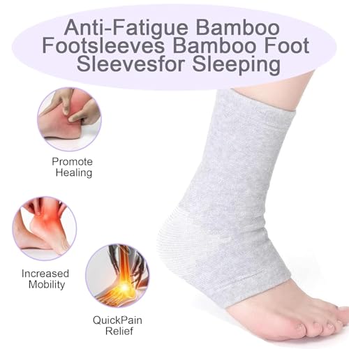MVVM 2 Pairs of One Compress Bamboo Foot Sleeves,Keep Warm Bamboo Ankle Socks Foot Sleeves, Suitable for Cold Protection Against Swelling and Sprains (Gray,One Size Fits All)