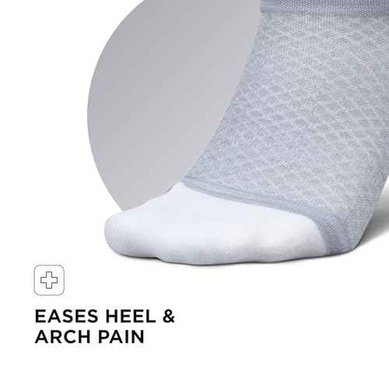 Feetures Plantar Fasciitis Relief Sock Light Cushion No Show Tab - Targeted Compression Sock for Women & Men - Medium, Gray (3 Pair)