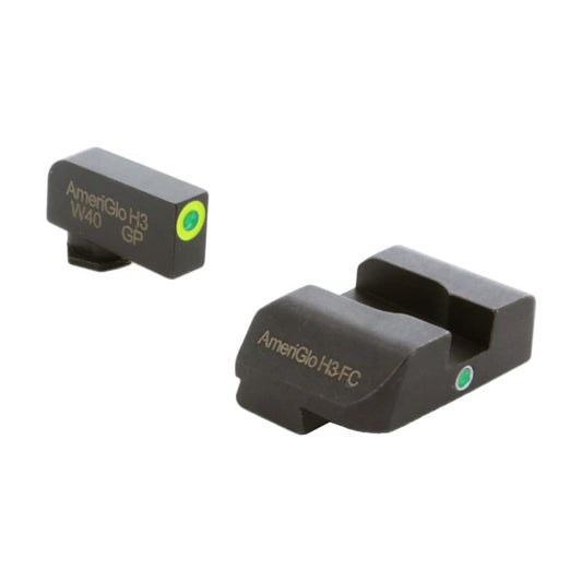 AMERIGLO i-Dot Front & Rear Simple Design Quick and Easy to Align Night Sight Set - Compatible with Glock Model Gen 5 9mm/.40, Green Tritium, LumiGreen Outline