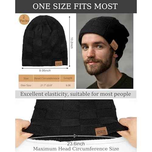 Senker Fashion Slouchy Beanie for Men Women, Oversized Winter Beanies Hats Warm Thick Stocking Caps for Gifts Outdoor