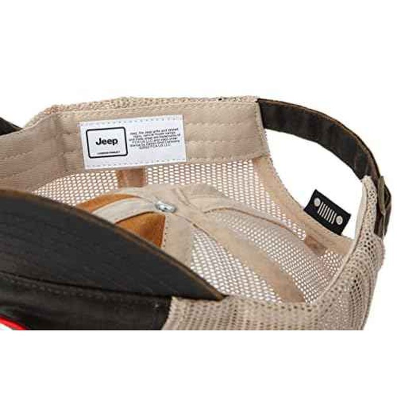 Jeep Waxed Chino Twill Patch Hat/Light Mesh with Rugged Reconditioned Look - Brown/Khaki