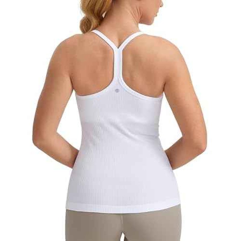 CRZ YOGA Seamless Workout Tank Tops for Women Racerback Athletic Camisole Sports Shirts with Built in Bra