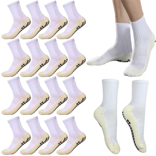 6 Pairs 4-12 Years Old Kids Soccer Grip Socks Anti Slip Athletic Socks Cushioned Football Crew Socks for Teens Boys