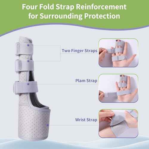 Trigger Double Finger Splint Brace Joint Stabilizer, Middle Hand Brace with Broken Finger Support Pinky Pointer Splint